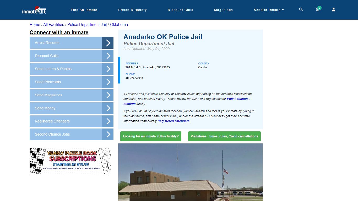 Anadarko OK Police Jail & Inmate Search - Anadarko, OK